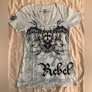 Rebel Spirit Women's Tee - White and Black Graphic